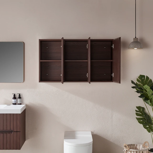 Alt view image 2 of 7 - 41 Inch Storage Wall Cabinet, Over the Toilet Storage Cabinet Above Toilet Medicine with Wood Shelf and Doors for
