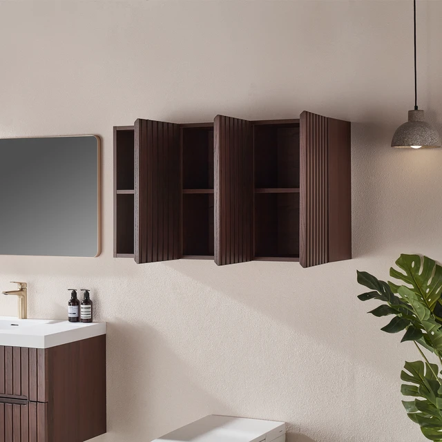 Alt view image 6 of 7 - 41 Inch Storage Wall Cabinet, Over the Toilet Storage Cabinet Above Toilet Medicine with Wood Shelf and Doors for