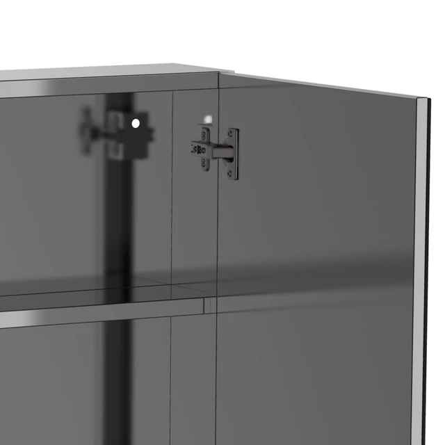 Alt view image 2 of 7 - Mirrored Cabinet, Inch Stainless Steel Frame Medicine Cabinet Wall-Mounted Storage Organizer with Double Doors, Silver