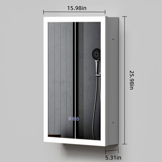 Alt view image 5 of 7 - LED Lighted Medicine Cabinet with Mirror, 26inches Mirror Cabinet with Lights Recessed Wall Mounted Color Temperatures