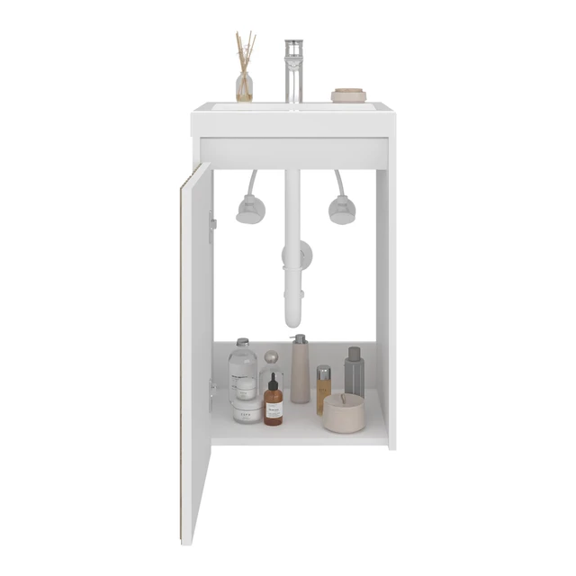 Alt view image 3 of 7 - Avery Vanity Cabinet, Freestanding Sink Base with Open Shelf Storage Organizer, Multi, Particle Board, Vanities