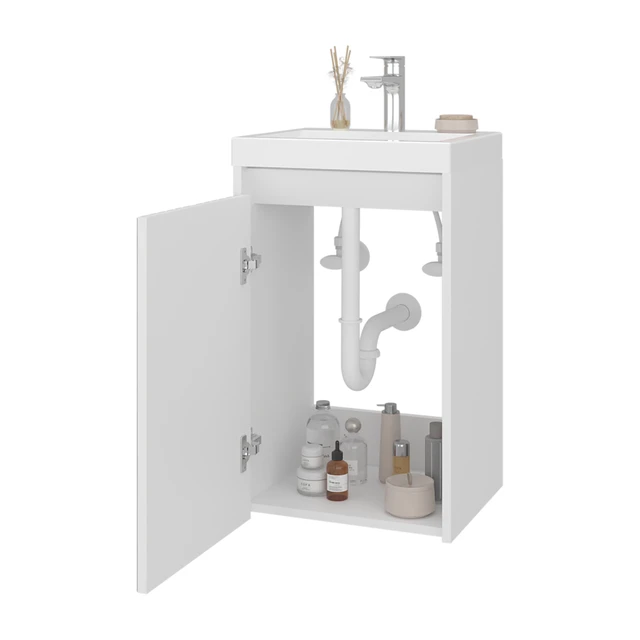Alt view image 4 of 7 - Avery Vanity Cabinet, Freestanding Sink Base with Open Shelf Storage Organizer, Multi, Particle Board, Vanities