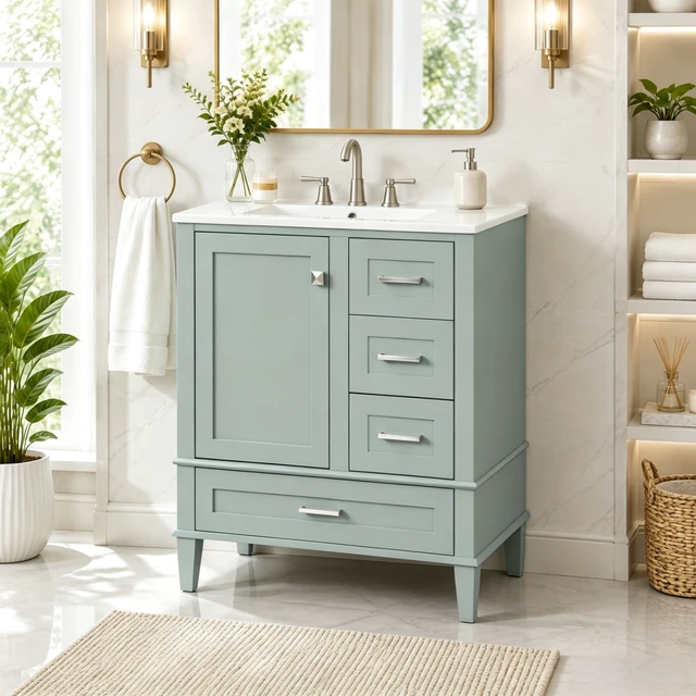 Alt view image 3 of 7 - 30 Inch Vanity, Cabinet with Sink Combo Set Storage Cabinet with Soft Closing Door and Soft Closing Drawers Solid Wood
