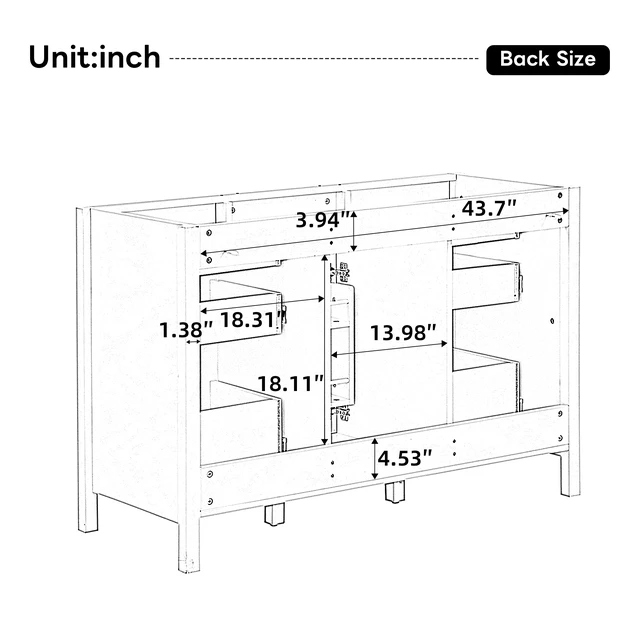 Alt view image 5 of 7 - 46.5 Inch Vanity Without Sink, Cabinet Only Soft Close Single Door and 6 Drawers Removable Dividers Ample Storage
