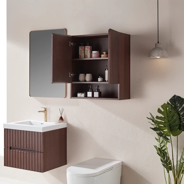 Alt view image 4 of 7 - 26 Inch Storage Wall Cabinet, Over the Toilet Storage Cabinet Above Toilet Medicine with Wood Shelf and Doors for