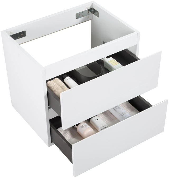 Alt view image 4 of 6 - Wall Mount Vanity Without Basin, Color with Two Drawers Pre Assembled, White, Melamine, Vanities