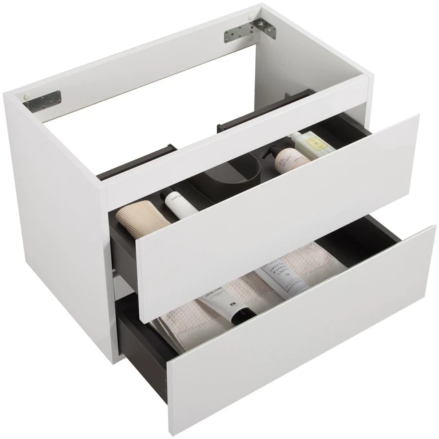 Alt view image 4 of 6 - Wall Mount Cabinet Without Basin, Color with Two Drawers Pre Assembled, White, Melamine, Vanities