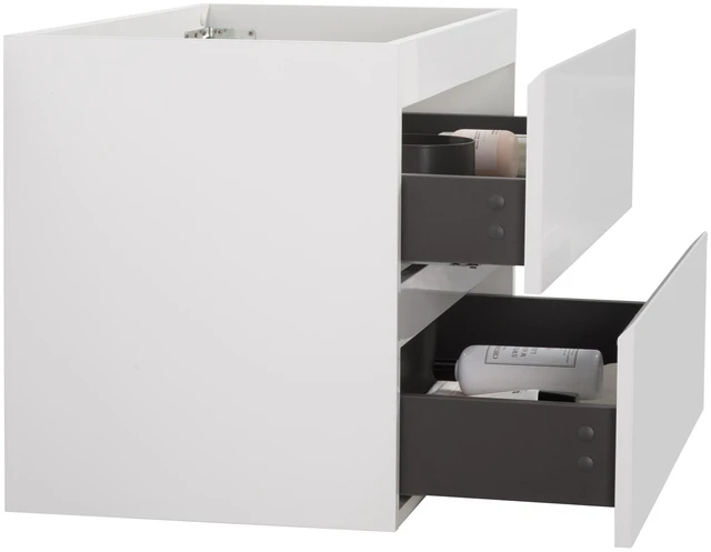 Alt view image 5 of 6 - Wall Mount Cabinet Without Basin, Color with Two Drawers Pre Assembled, White, Melamine, Vanities