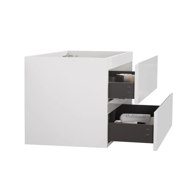 Alt view image 5 of 6 - Wall Mount Cabinet Without Basin, Color with Two Drawers Pre Assembled, White, Melamine, Vanities