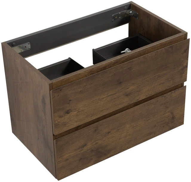 Alt view image 3 of 6 - Wall Mount Cabinet Without Basin, Color with Two Drawers Pre Assembled, Walnut, Melamine, Vanities