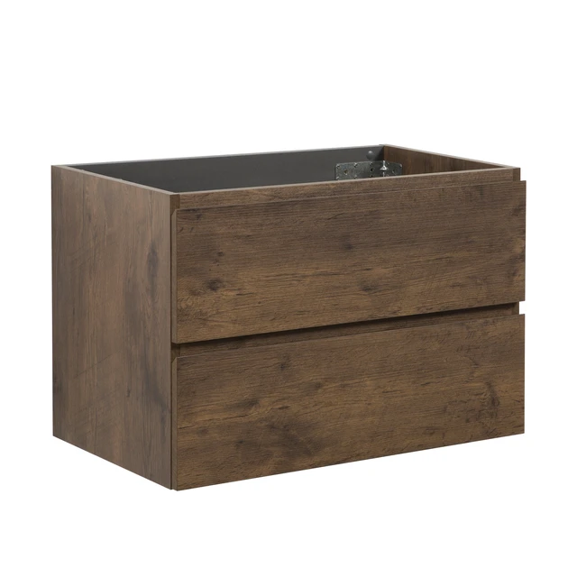 Alt view image 2 of 6 - Wall Mount Cabinet Without Basin, Color with Two Drawers Pre Assembled, Walnut, Melamine, Vanities