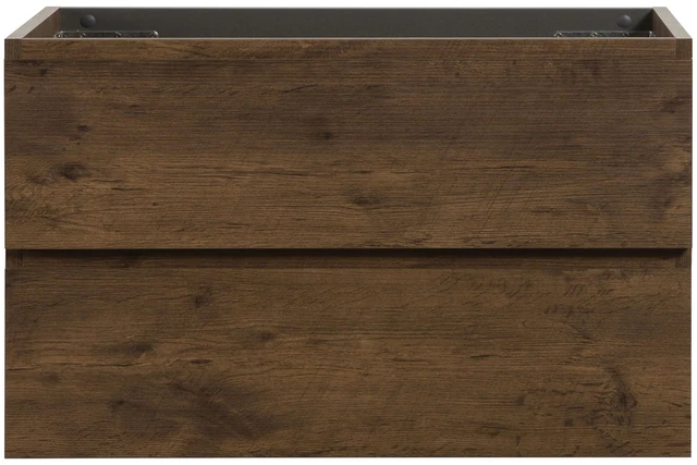 Main image of Wall Mount Cabinet Without Basin, Color with Two Drawers Pre Assembled, Walnut, Melamine, Vanities