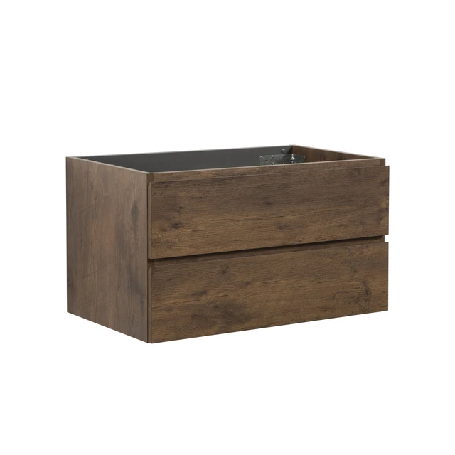 Alt view image 2 of 6 - Wall Mount Cabinet Without Basin, Color with Two Drawers Pre Assembled, Walnut, Melamine, Vanities