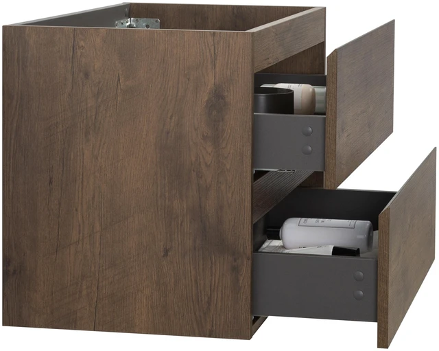 Alt view image 5 of 6 - Wall Mount Cabinet Without Basin, Color with Two Drawers Pre Assembled, Walnut, Melamine, Vanities