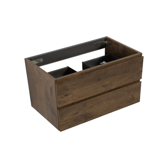 Alt view image 3 of 6 - Wall Mount Cabinet Without Basin, Color with Two Drawers Pre Assembled, Walnut, Melamine, Vanities