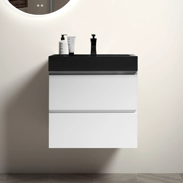 Main image of 24 Inch Vanity with Sink, Large Storage Wall Mounted Floating Vanity for One Piece Black Sink Basin Without Drain