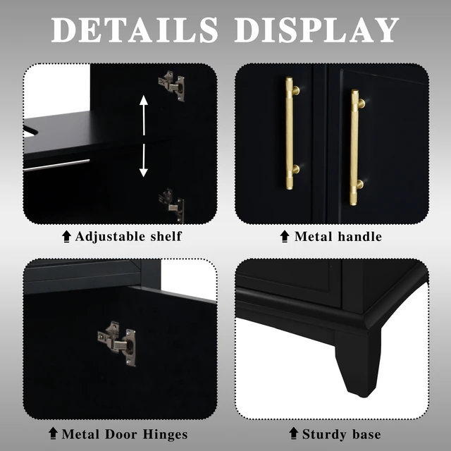 Alt view image 7 of 7 - 27.8 Inch Vanity Sink Combo with Painted Surface, Mid-Century Freestanding Vanity Sink with Storage High