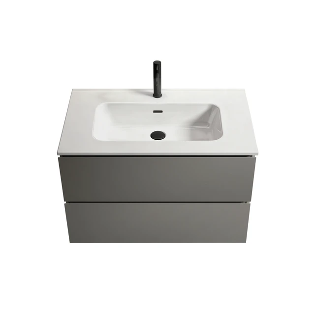 Alt view image 5 of 7 - 30 Inch Wall Mount Space Vanity with Ceramic Sink with One Faucet Hole, Large Storage Floating Vanity for Pre