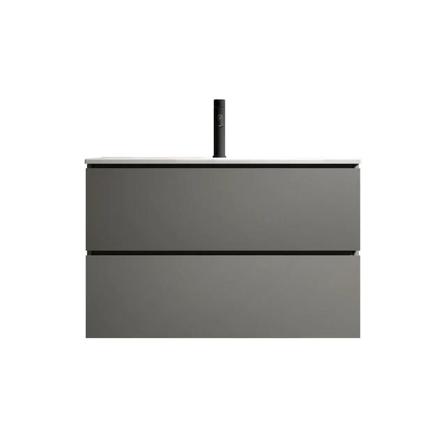 Alt view image 2 of 7 - 30 Inch Wall Mount Space Vanity with Ceramic Sink with One Faucet Hole, Large Storage Floating Vanity for Pre