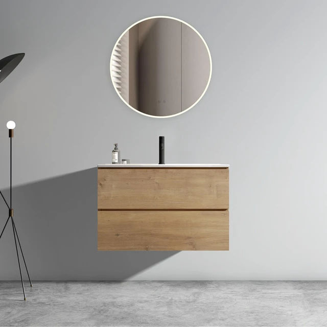 Main image of 30 Inch Wall Mount Vanity with Sink with One Faucet Hole, Large Storage Floating Vanity for One Piece Ceramic Sink