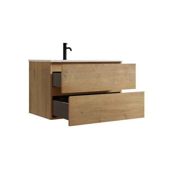 Alt view image 7 of 7 - 30 Inch Wall Mount Vanity with Sink with One Faucet Hole, Large Storage Floating Vanity for One Piece Ceramic Sink