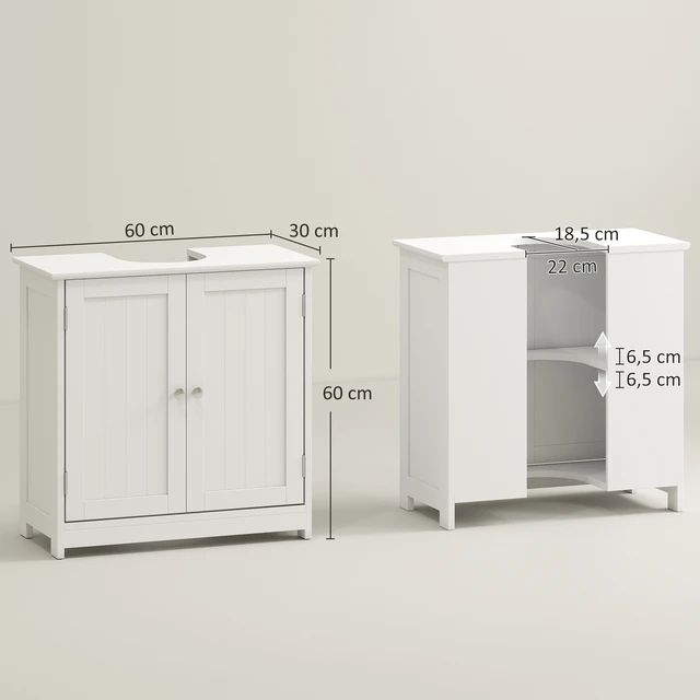 Alt view image 7 of 7 - 23.5 Inch Pedestal Sink Storage Cabinet, Freestanding Under Sink Cabinet with Shape Cut Out and Adjustable Shelf