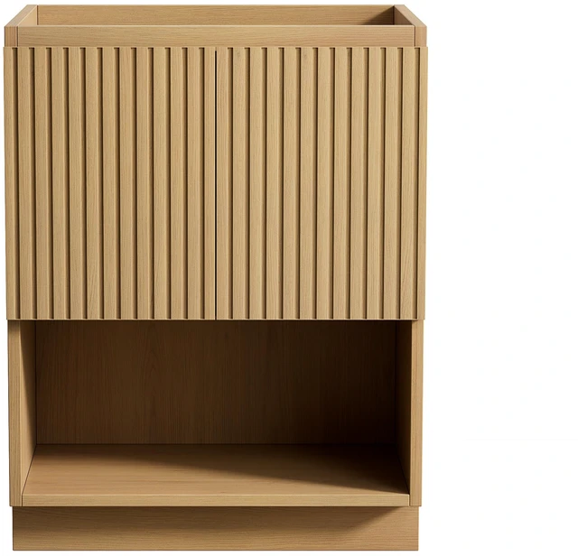 Main image of 24 Inch Freestanding Cabinet Without Basin, Plywood Cabinet with Striped Doors and Open Storage Compartment Corolla
