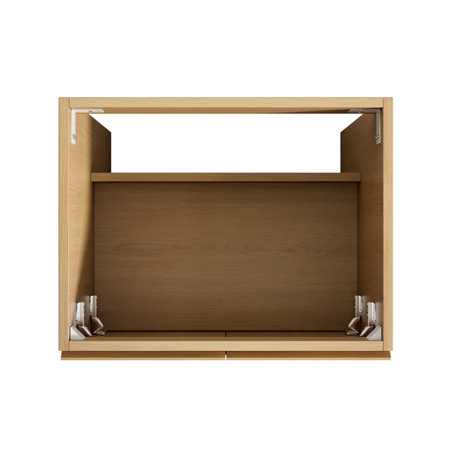 Alt view image 4 of 6 - 24 Inch Freestanding Cabinet Without Basin, Plywood Cabinet with Striped Doors and Open Storage Compartment Corolla