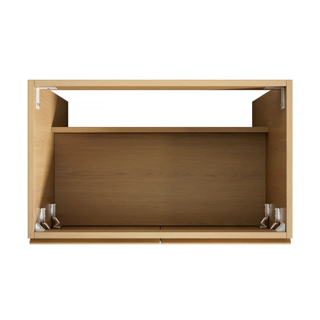 Alt view image 4 of 6 - 30 Inch Freestanding Cabinet Without Basin, Plywood Cabinet with Striped Doors and Open Storage Compartment Corolla