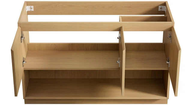 Alt view image 3 of 6 - 48 Inch Freestanding Cabinet Without Basin, Plywood Cabinet with Striped Doors and Open Storage Compartment Corolla