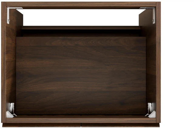 Alt view image 3 of 5 - 24 Inch Freestanding Vanity Base Only, Striped Doors Disassembled Sink Faucet and Drain Not Included Color, Walnut