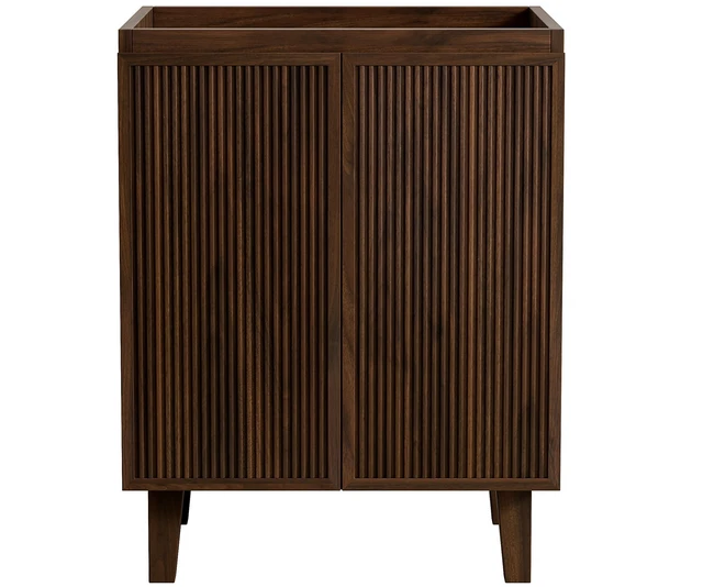 Main image of 24 Inch Freestanding Vanity Base Only, Striped Doors Disassembled Sink Faucet and Drain Not Included Color, Walnut