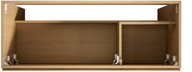 Alt view image 4 of 6 - 48 Inch Freestanding Cabinet Without Basin, Plywood Cabinet with Striped Doors and Open Storage Compartment Corolla