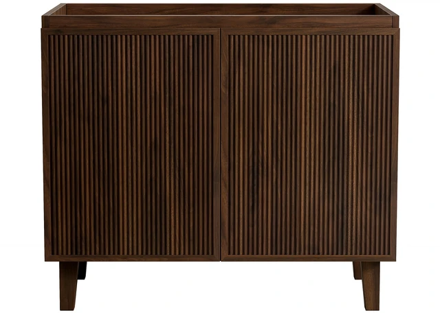 Main image of 36 Inch Freestanding Vanity Base Only, Striped Doors Disassembled Sink Faucet and Drain Not Included Color, Walnut