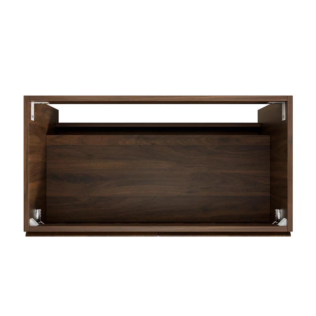 Alt view image 3 of 5 - 36 Inch Freestanding Vanity Base Only, Striped Doors Disassembled Sink Faucet and Drain Not Included Color, Walnut