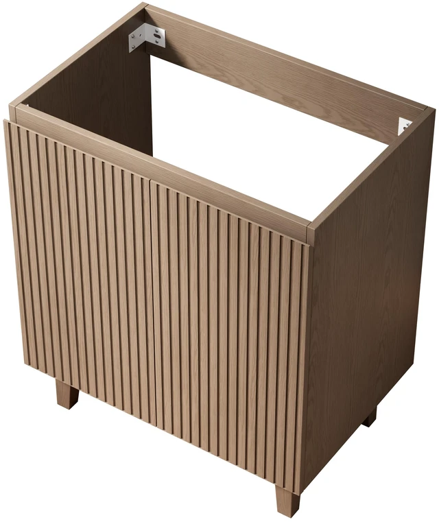 Alt view image 2 of 6 - 30 Inch Freestanding Storge Cabinet with Double Striped Doors, Basin and Top Faucet Drain Set and Sink Cover Heidelberg