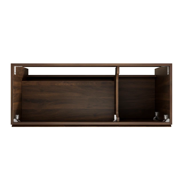 Alt view image 3 of 5 - 48 Inch Freestanding Vanity Base Only, Striped Doors Disassembled Sink Faucet and Drain Not Included Color, Walnut