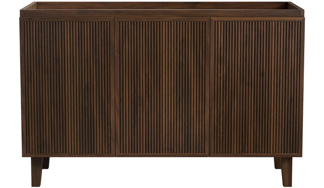 Main image of 48 Inch Freestanding Vanity Base Only, Striped Doors Disassembled Sink Faucet and Drain Not Included Color, Walnut