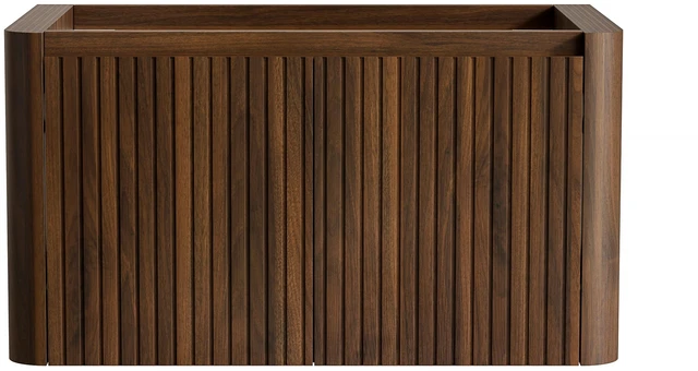 Main image of 30 Inch Wall Mounted Plywood Storage Cabinet, Countertop Basin Faucet, Walnut, Vanities