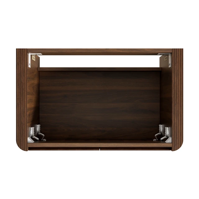 Alt view image 4 of 5 - 30 Inch Wall Mounted Plywood Storage Cabinet, Countertop Basin Faucet, Walnut, Vanities