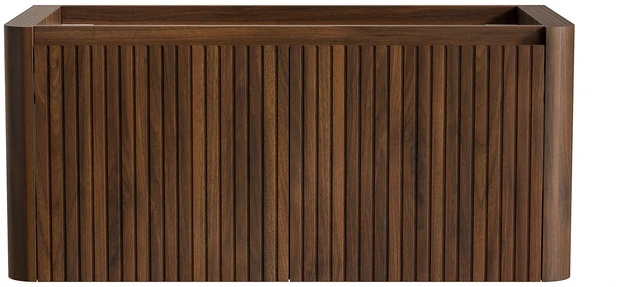 Main image of 36 Inch Wall Mounted Plywood Storage Cabinet, Countertop Basin Faucet, Walnut, Vanities