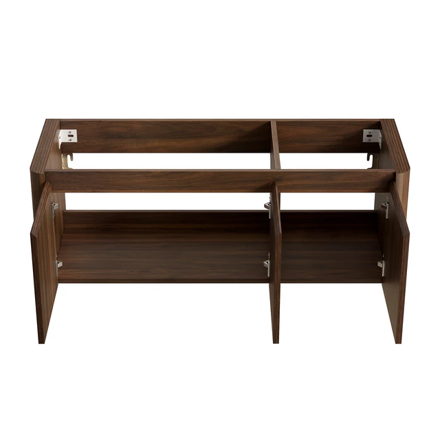 Alt view image 4 of 5 - 48 Inch Wall Mounted Plywood Storage Cabinet, Countertop Basin Faucet, Walnut, Vanities