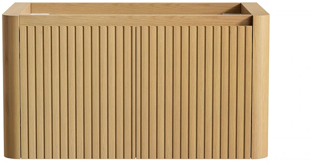 Main image of 30 Inch Wall Mounted Corolla Plywood Storage Cabinet, Countertop Basin Faucet, Golden Oak, Vanities