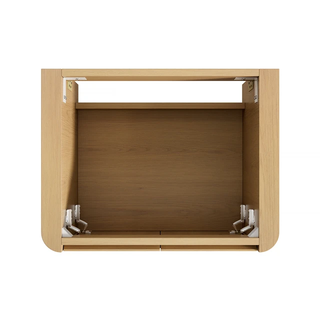 Alt view image 4 of 5 - 24 Inch Wall Mounted Corolla Plywood Storage Cabinet, Countertop Basin Faucet, Golden Oak, Vanities