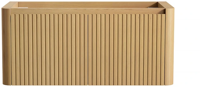 Main image of 36 Inch Wall Mounted Corolla Plywood Storage Cabinet, Countertop Basin Faucet, Golden Oak, Vanities
