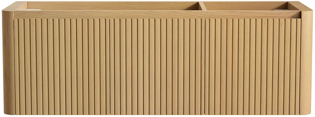 Main image of 48 Inch Wall Mounted Corolla Plywood Storage Cabinet, Countertop Basin Faucet, Golden Oak, Vanities