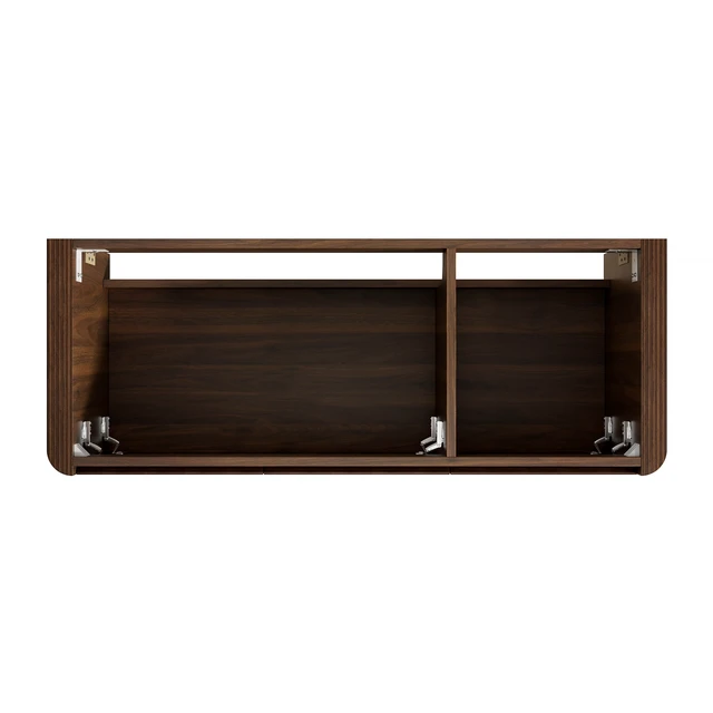 Alt view image 3 of 5 - 48 Inch Wall Mounted Plywood Storage Cabinet, Countertop Basin Faucet, Walnut, Vanities