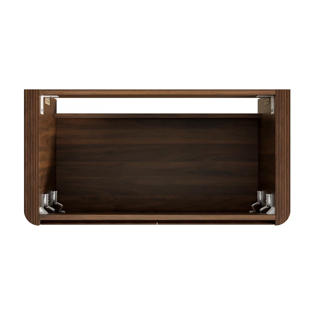 Alt view image 4 of 5 - 36 Inch Wall Mounted Plywood Storage Cabinet, Countertop Basin Faucet, Walnut, Vanities