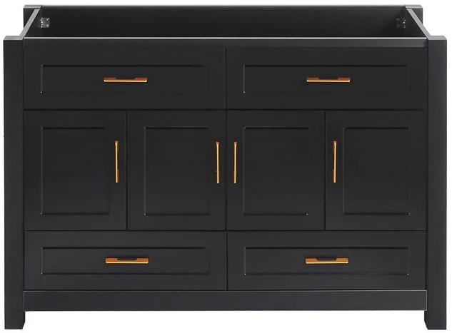 Main image of 48 Inch Vanity Abundant Storage Cabinet Soft Close Doors and 4 Drawers Excluding the Ceramic Basin, Black, MDF
