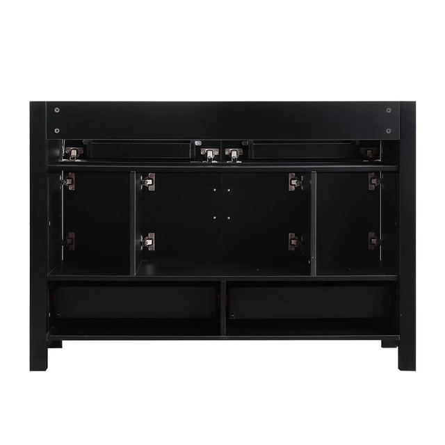 Alt view image 2 of 7 - 48 Inch Vanity Abundant Storage Cabinet Soft Close Doors and 4 Drawers Excluding the Ceramic Basin, Black, MDF